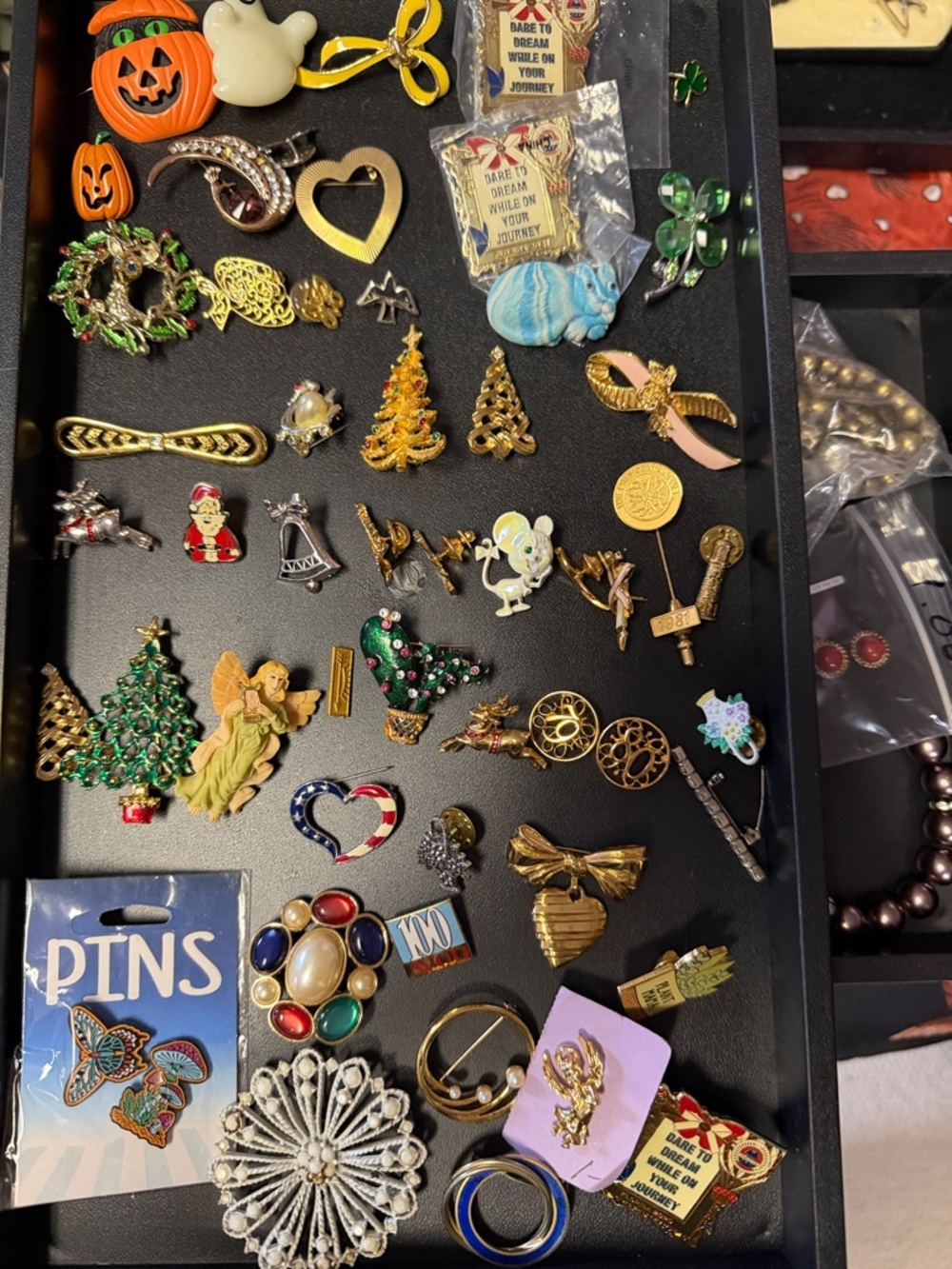Vintage Assorted Enamel & Gold Tone Pins - Multi Color 50+